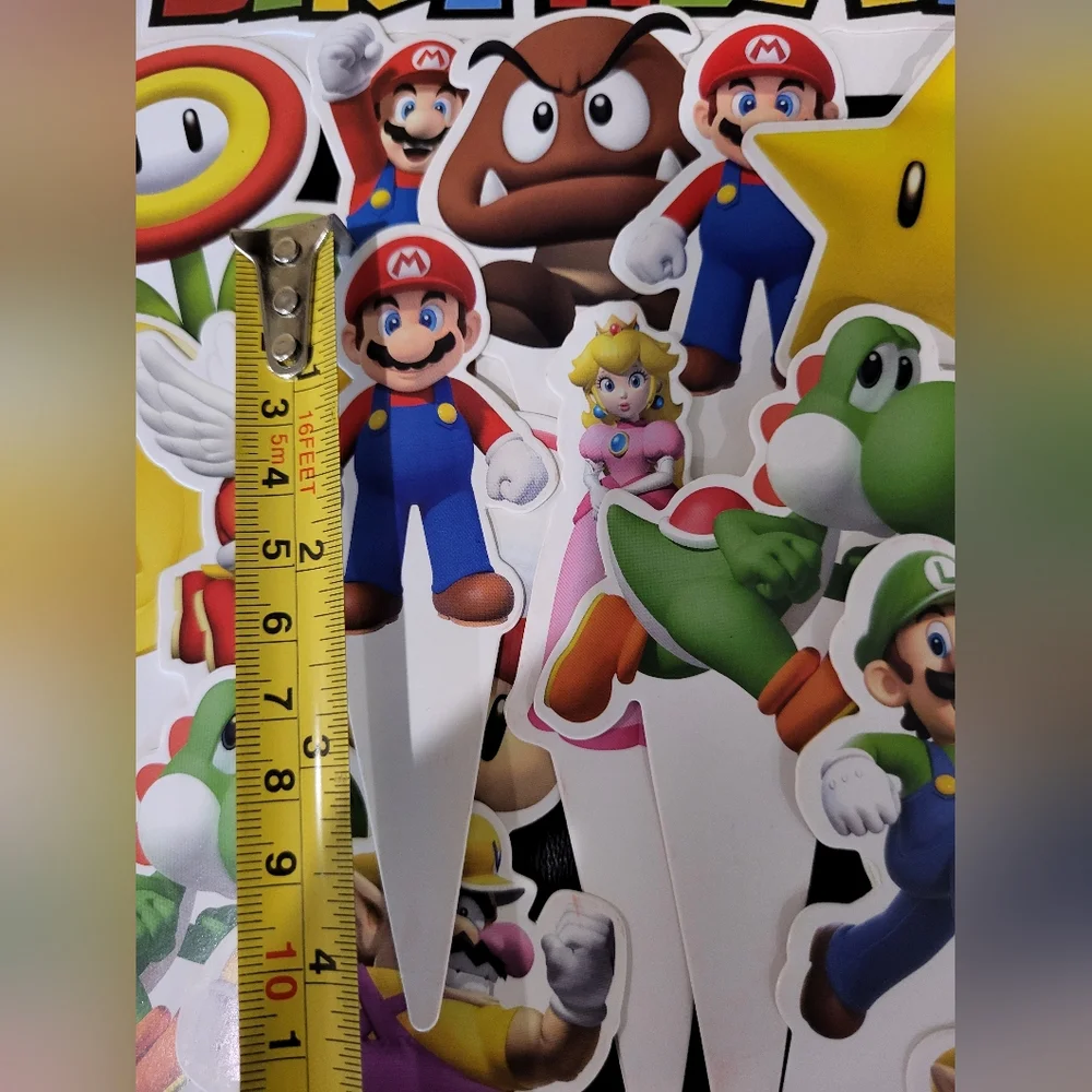 25Pcs Super Mario Cake Decorations with 24pcs Cupcake 1 Big Cake Topper